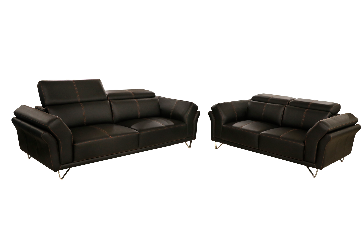 A stylish modern sofa with a leather upholstered seat, emphasizing a blend of elegance and contemporary design