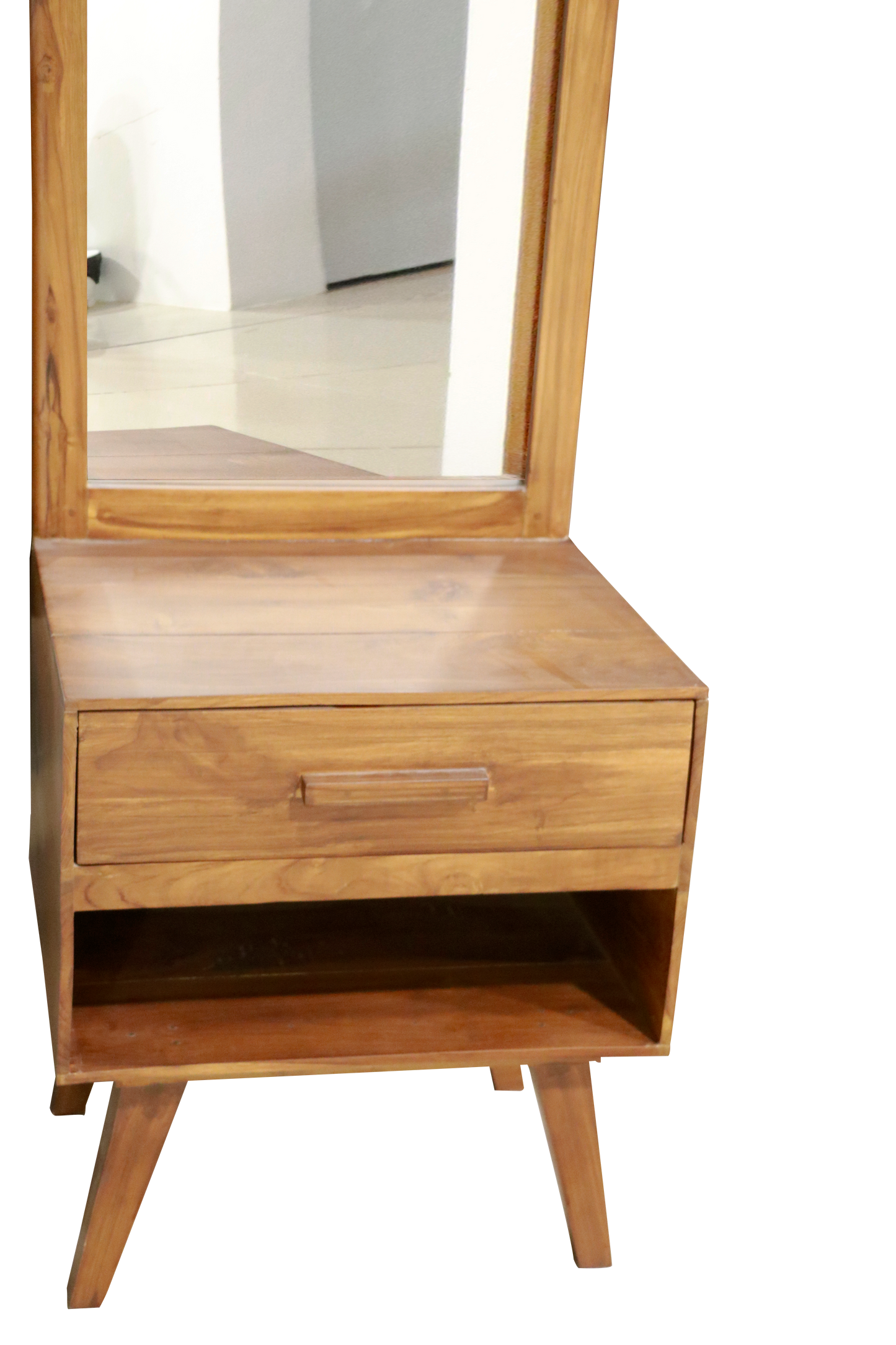 Wooden Dresser with Full-Length Mirror