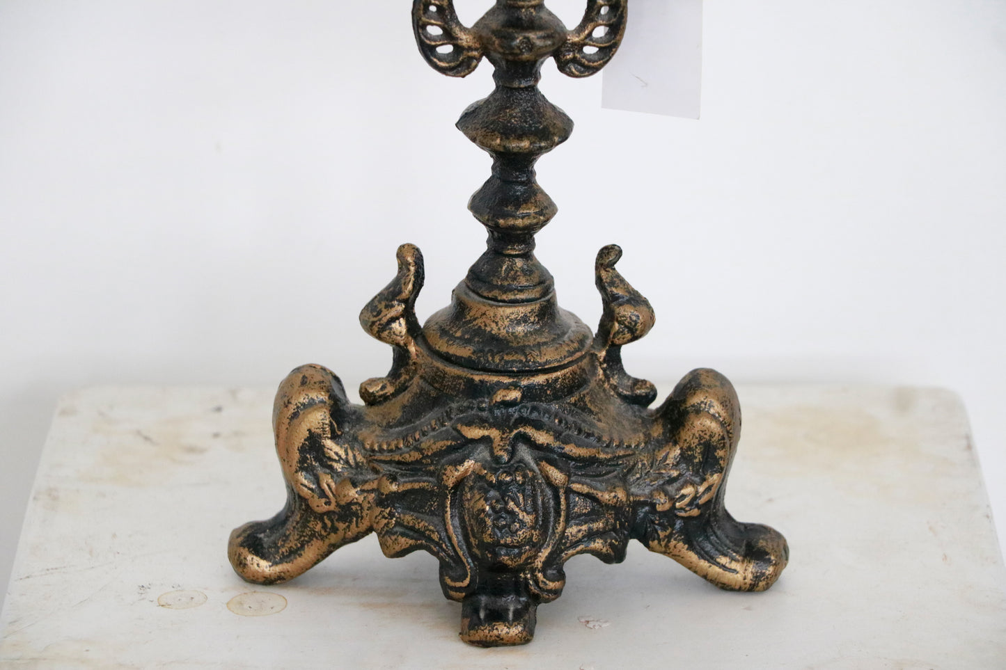 Vintage Cast Iron 3-Arm Candle Holder gold