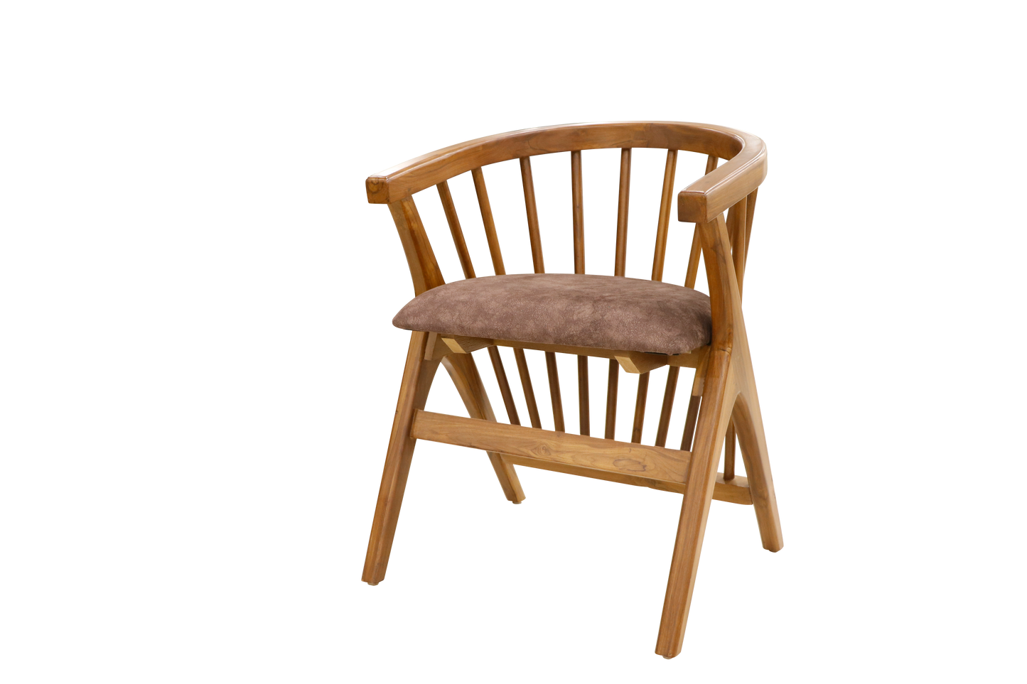 Barrel-Back Wooden Accent Chair