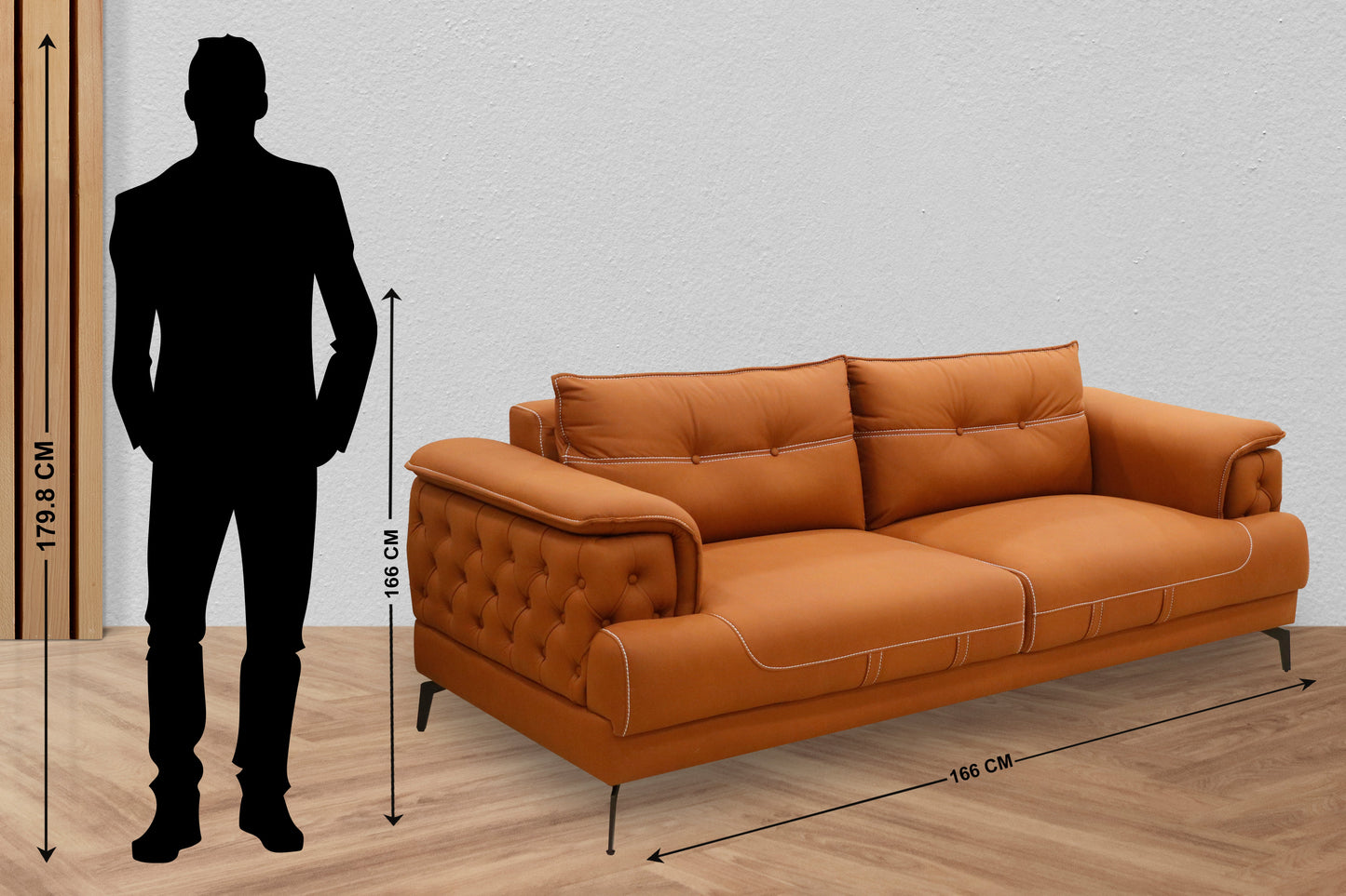 3+2 Seater Sofa Set - orange