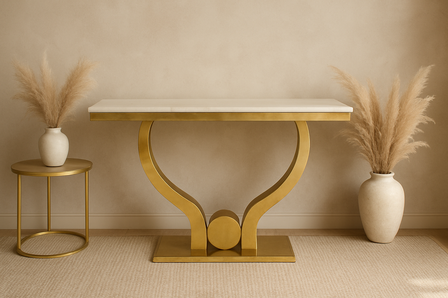 Luxury Gold Console Table with Marble Top
