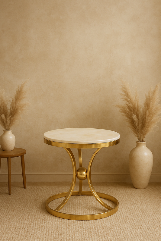 Elegant Gold Side Table with Marble Top