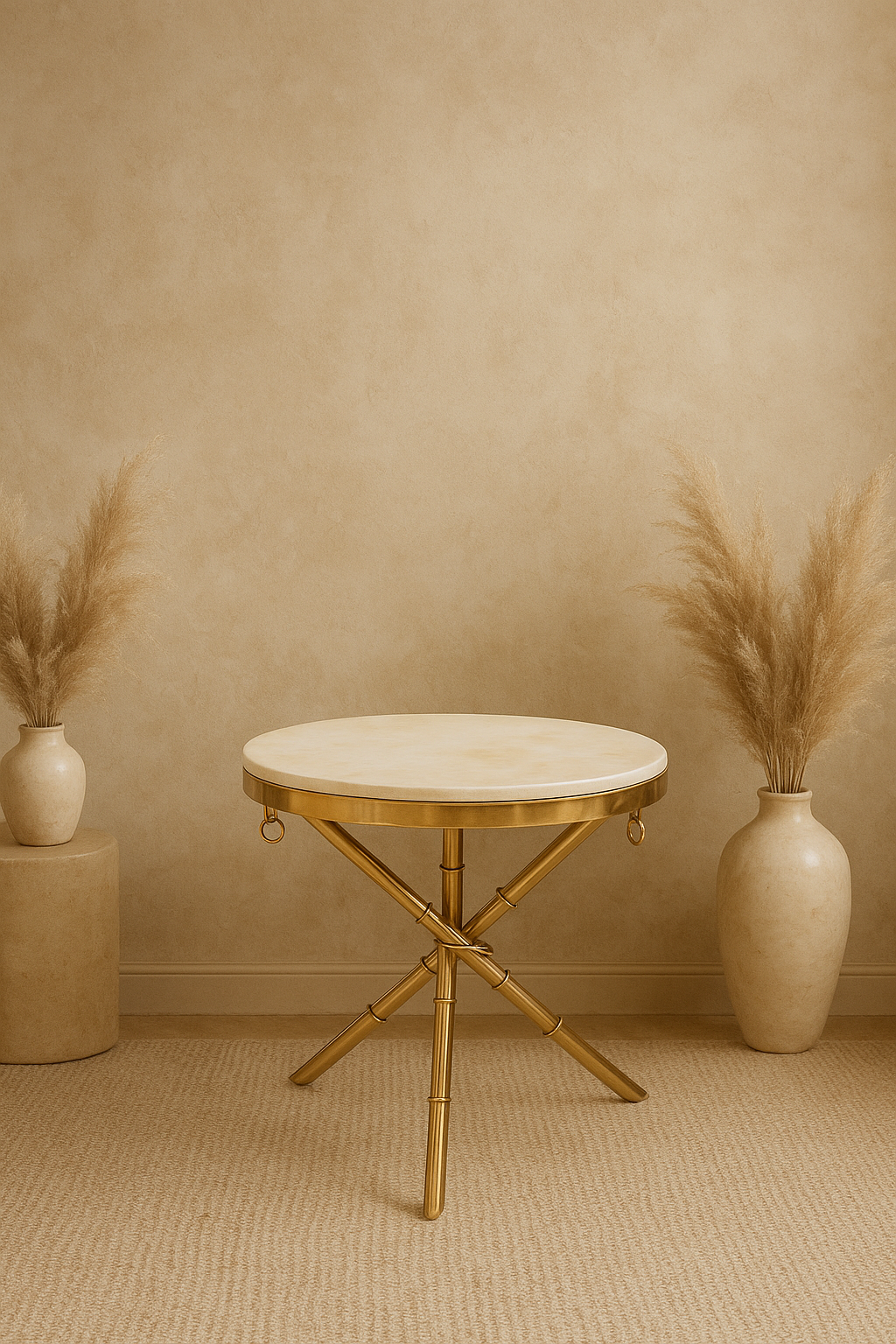 Vintage-Inspired Gold Tripod Side Table with Marble Top