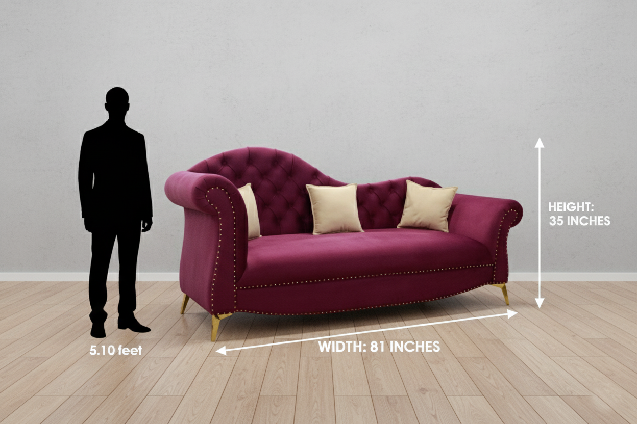 A 09 -3-Seater Sofa – Luxe Button-Tufted Elegance