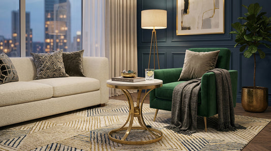 Elegant Gold Side Table with Marble Top