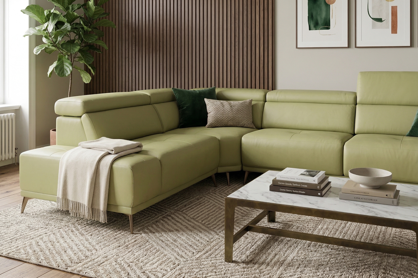 Modern Olive Green L-Shape corner couch