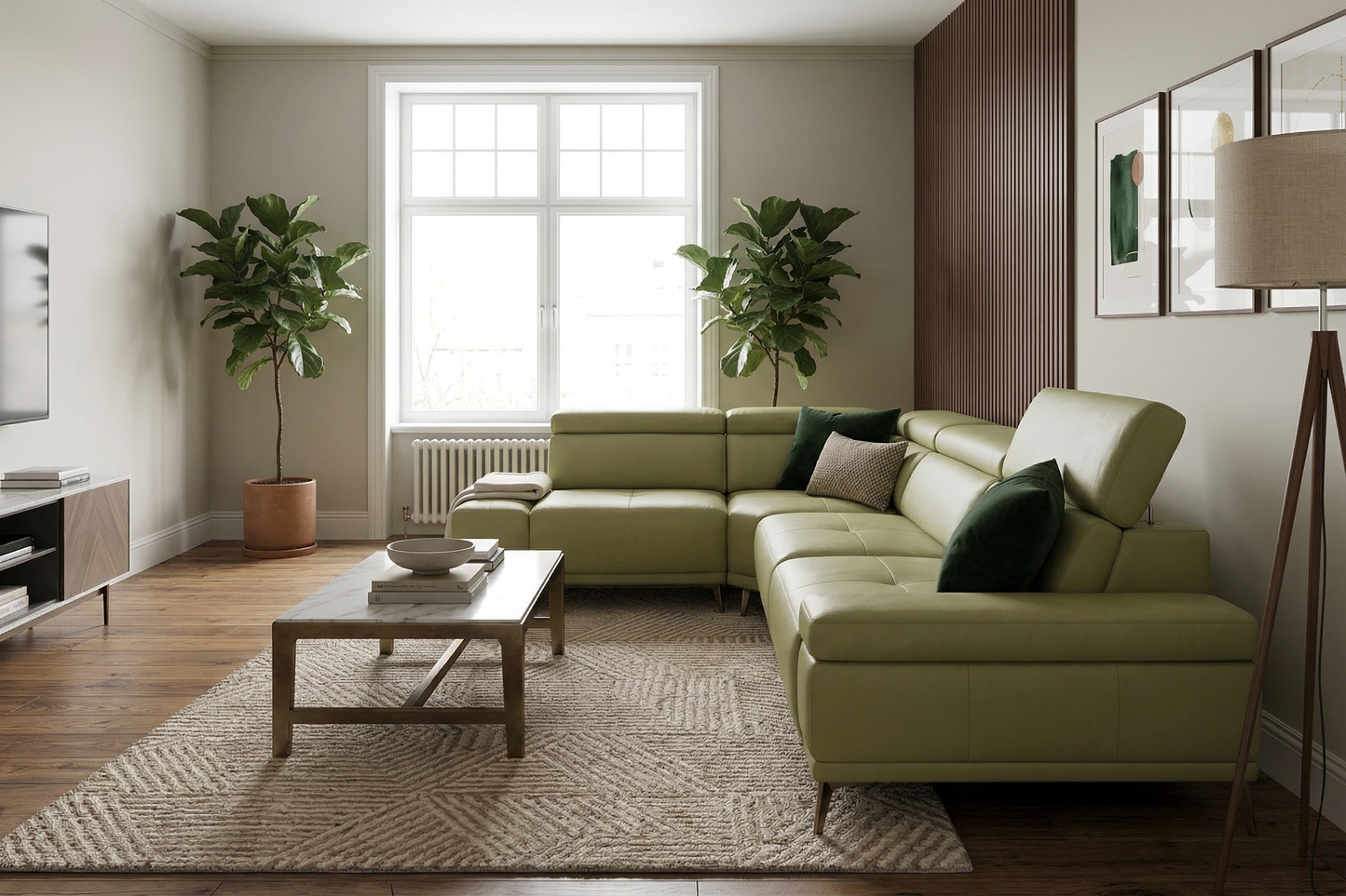 Modern Olive Green L-Shape corner couch