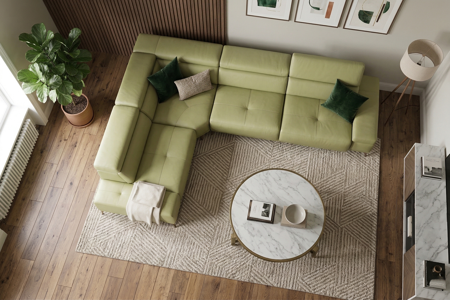 Modern Olive Green L-Shape corner couch