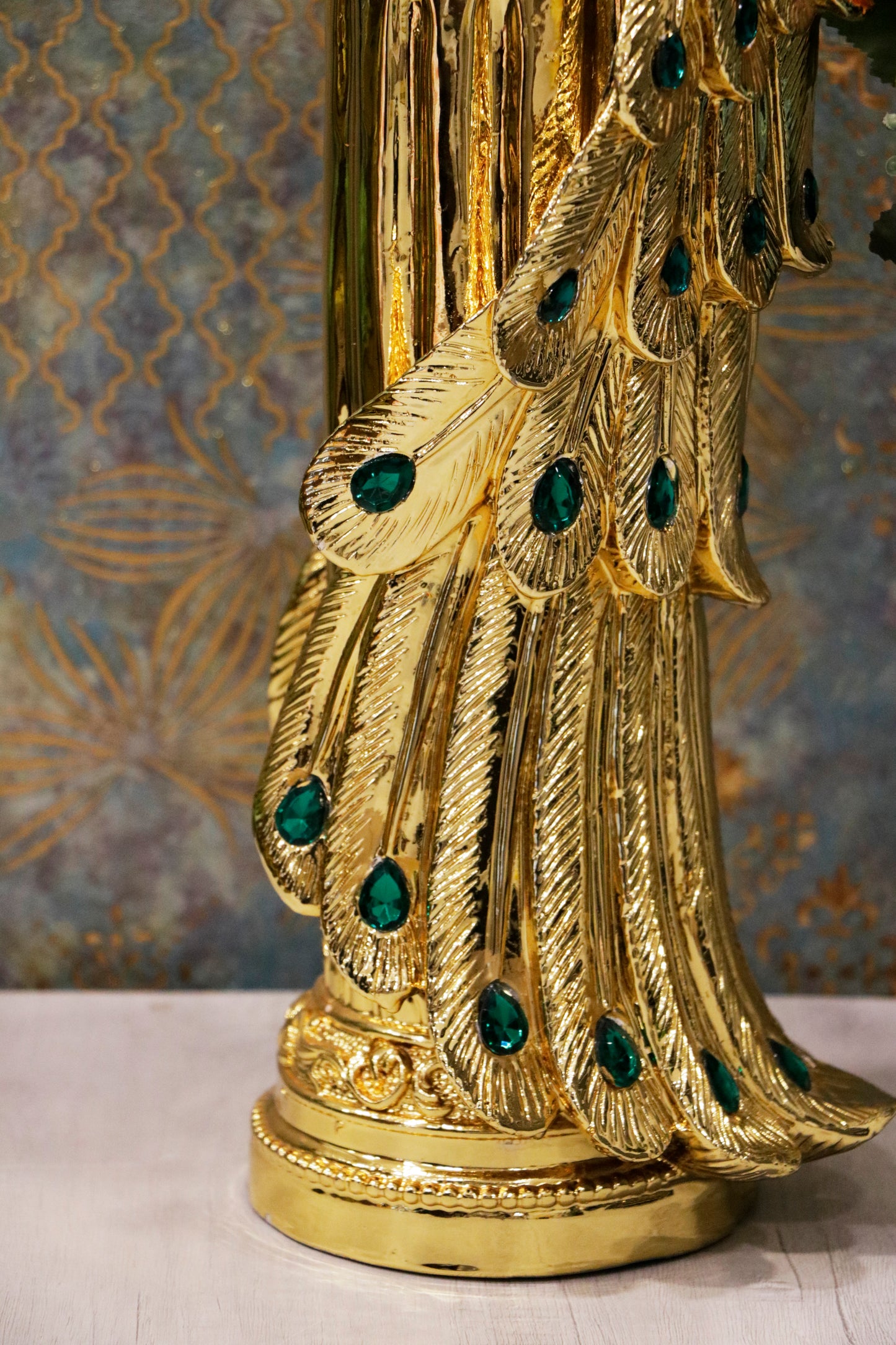 Golden Grace – Tall Peacock Accent Piece