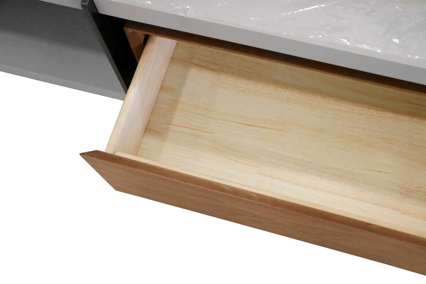 Modern White & Wood Floating TV Unit