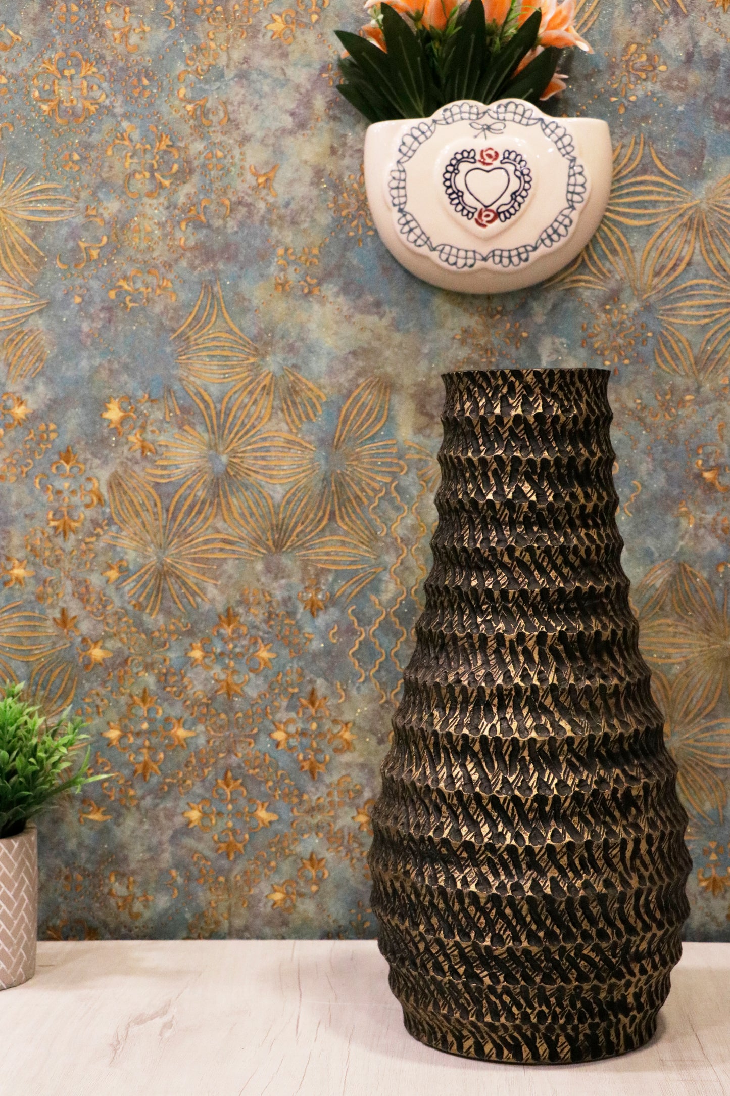 Textured Metal Vase-Textured Metal Vase -small