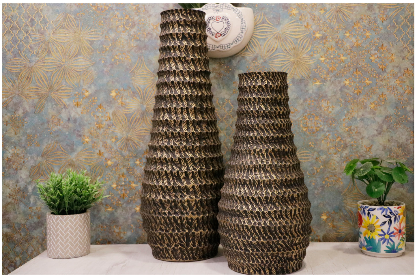 Sierra Textured Metal Vase – Bronze Black Finish- large