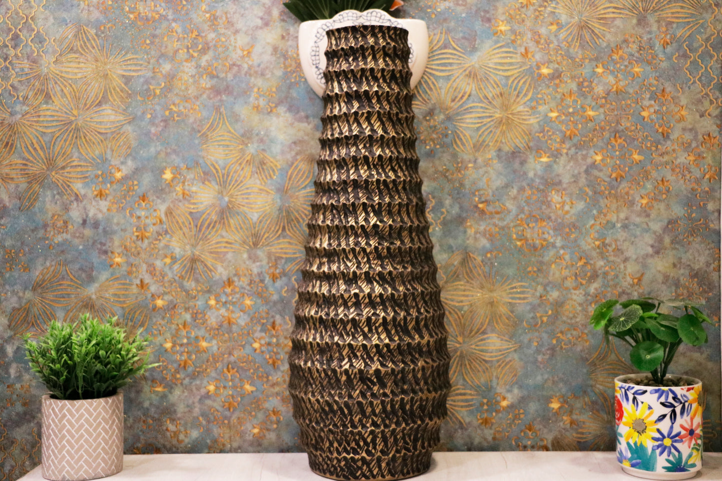 Sierra Textured Metal Vase – Bronze Black Finish- large