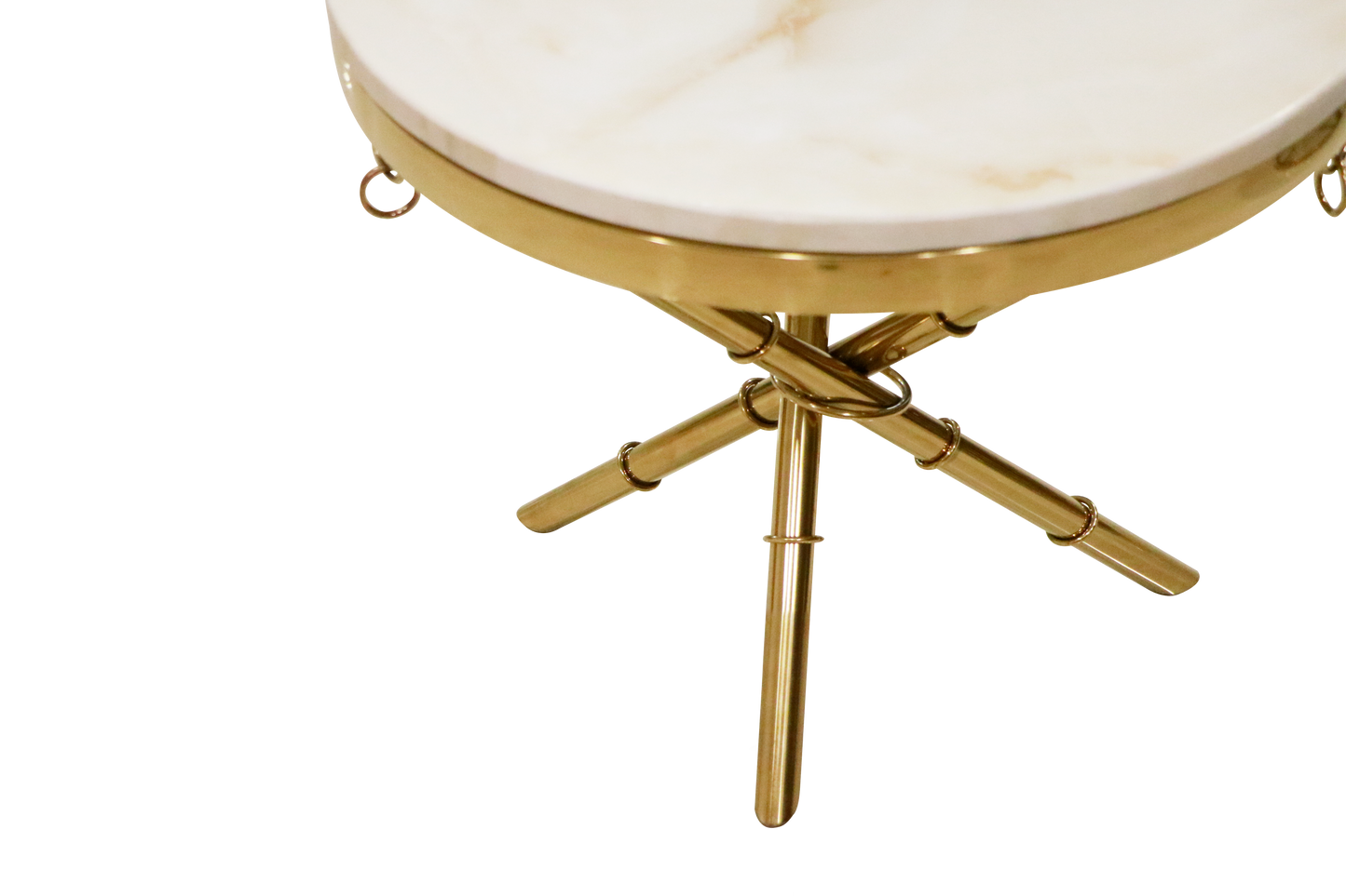 Vintage-Inspired Gold Tripod Side Table with Marble Top