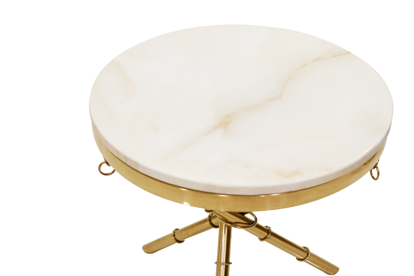 Vintage-Inspired Gold Tripod Side Table with Marble Top