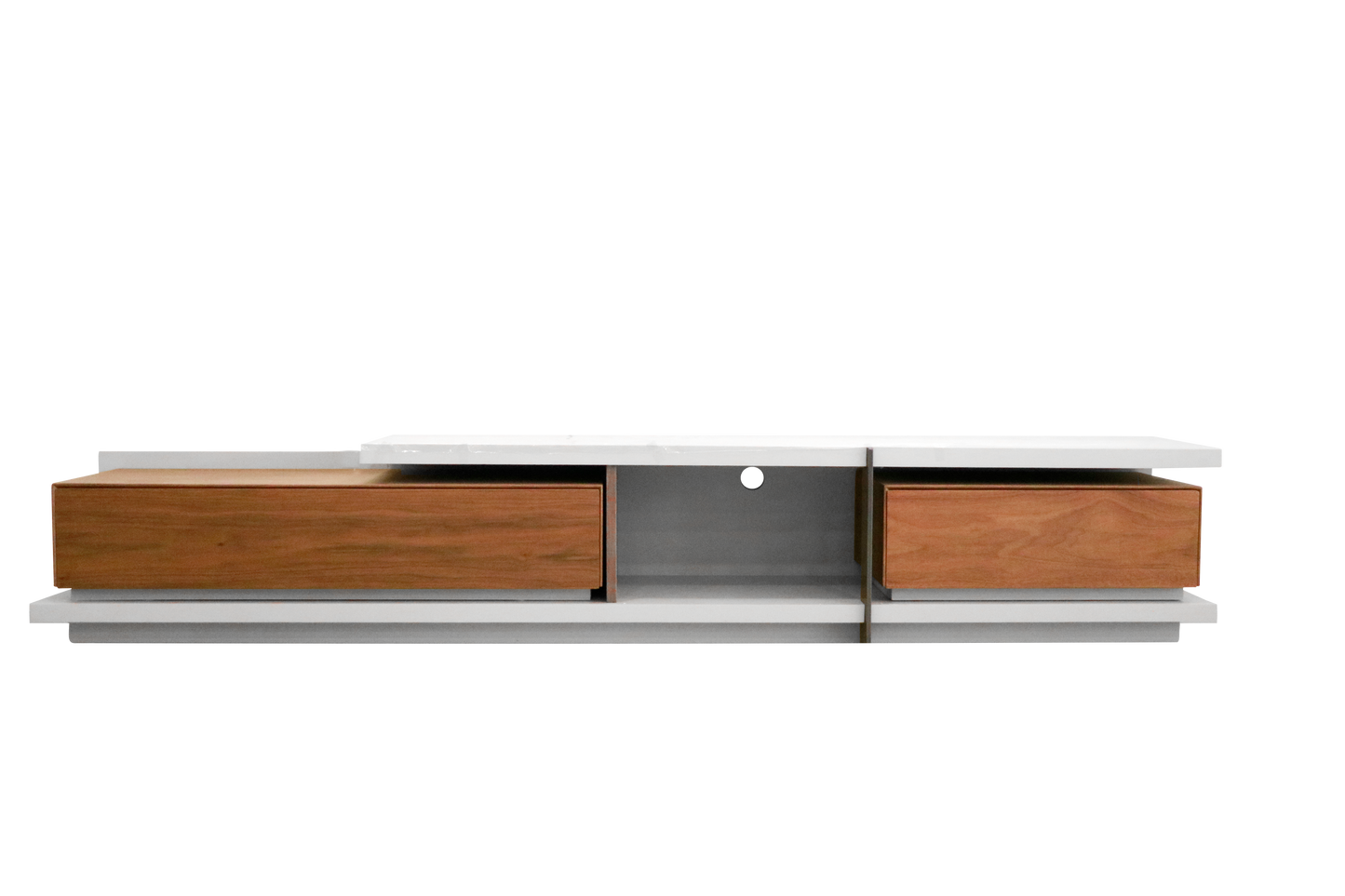 Modern White & Wood Floating TV Unit