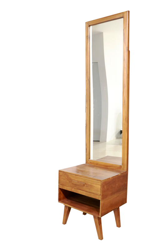 Wooden Dresser with Full-Length Mirror