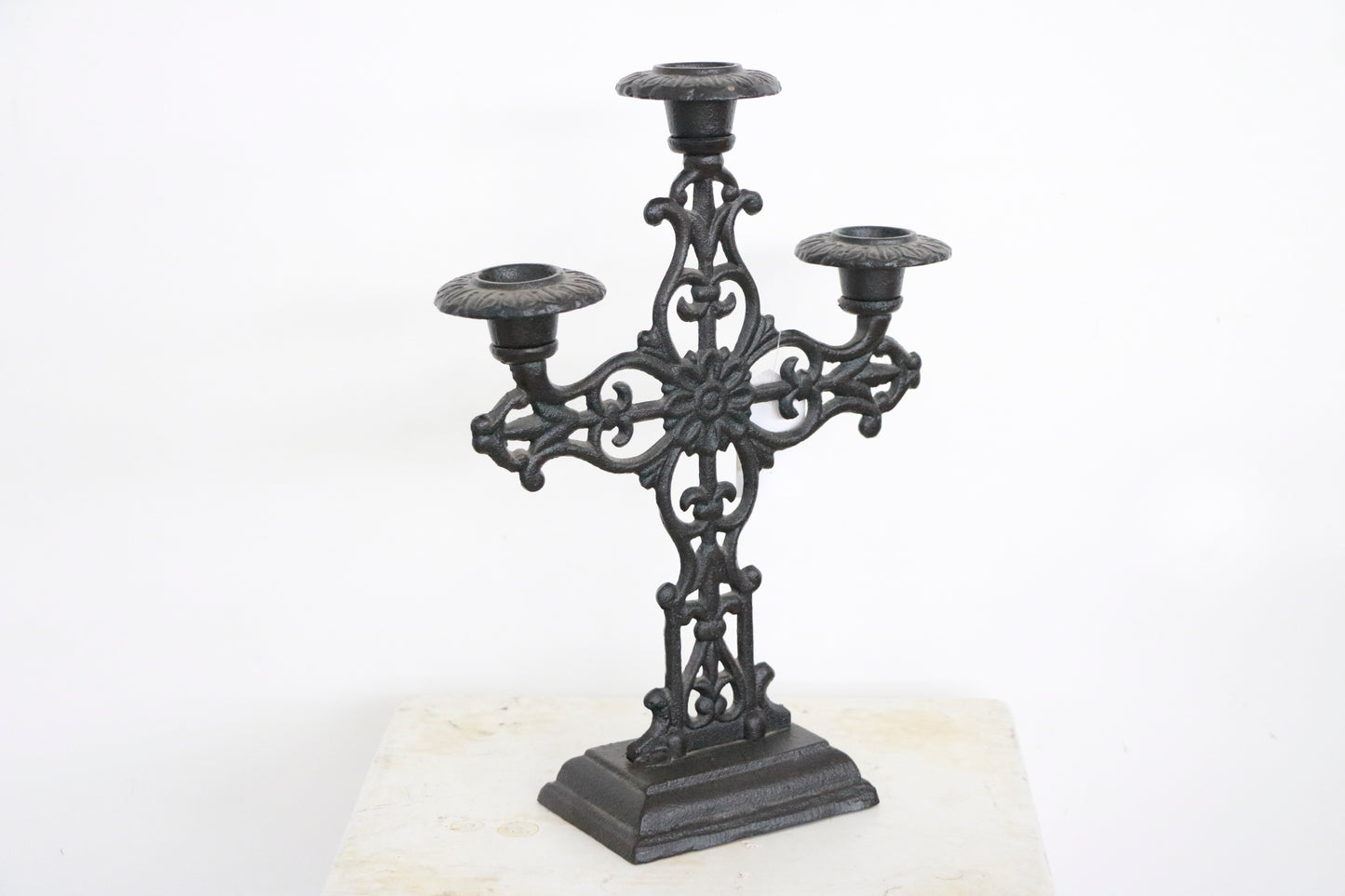Vintage Cast Iron 3-Arm Candle Holder