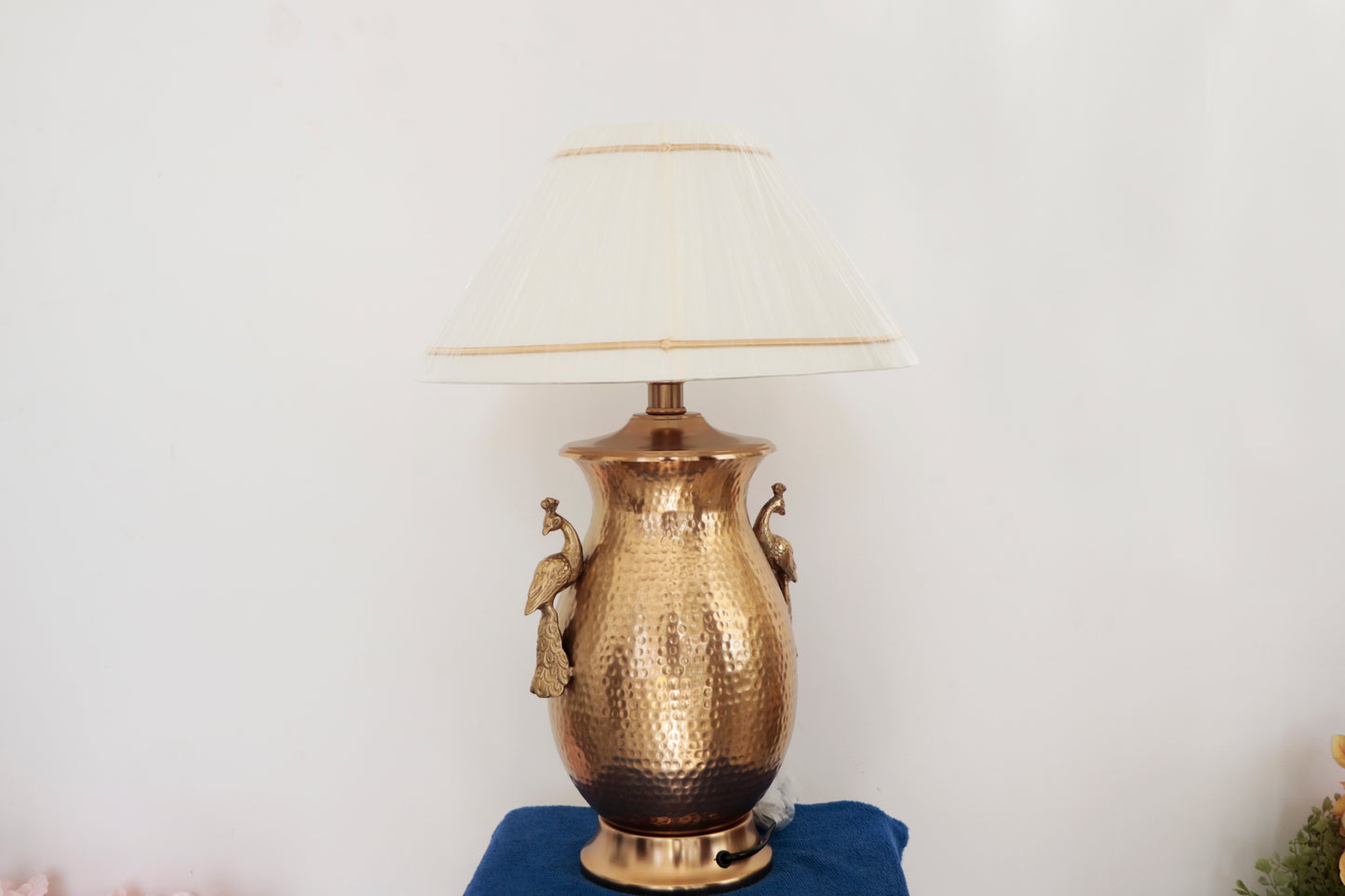 Regal Peacock Brass Table Lamp