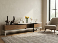 Modern White & Wood Floating TV Unit