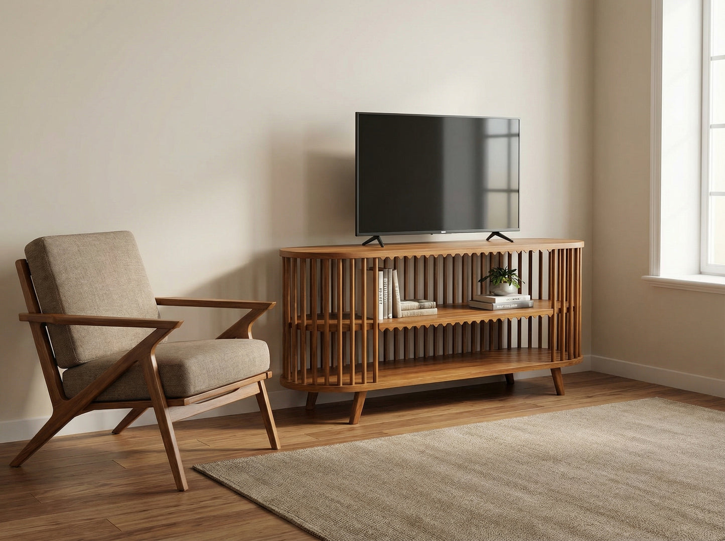 Mid-Century Wooden TV Cabinet