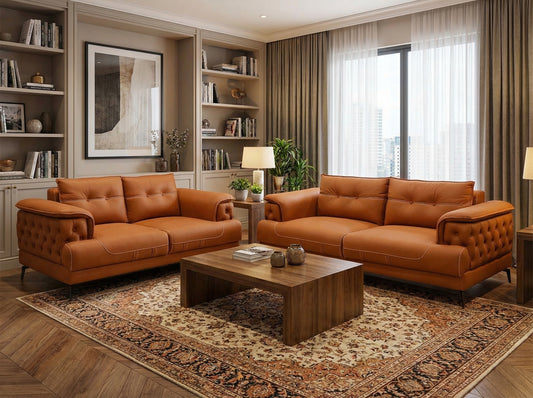 3+2 Seater Sofa Set - orange