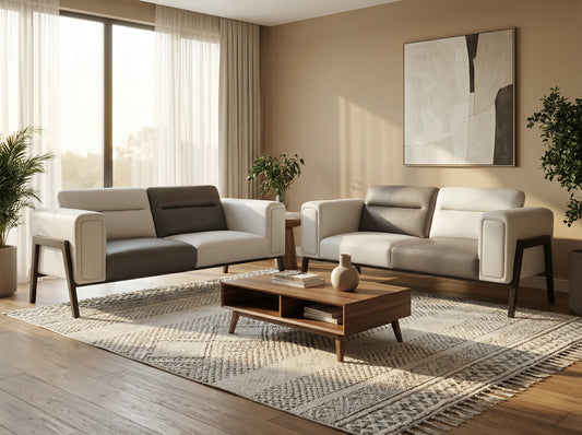 3+2 Seater Sofa Set - Black & White